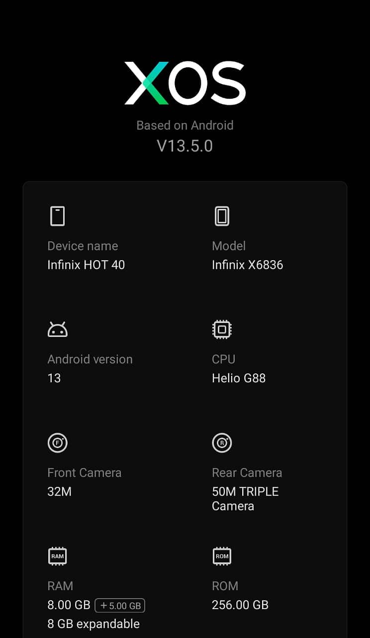 Infinix Hot 40 (8+8) and 256GB 3