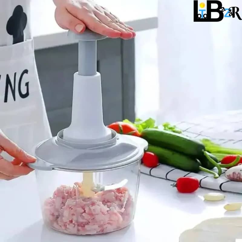 Manual Hand Food Chopper 1500ML - Easy Chopping for Vegetables, Fruits 1