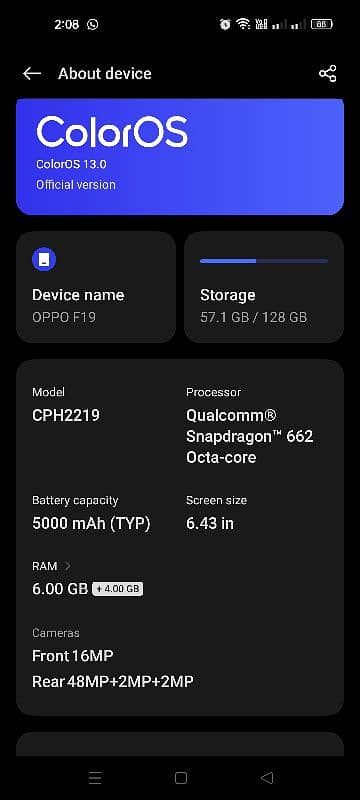 OPPO F19 6 +4 /128gB  /////5000mAh /6.43inch 2