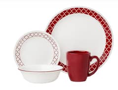 Corelle Livingware Series (Three Pair) 16 Pcs Set Crimson Trellies