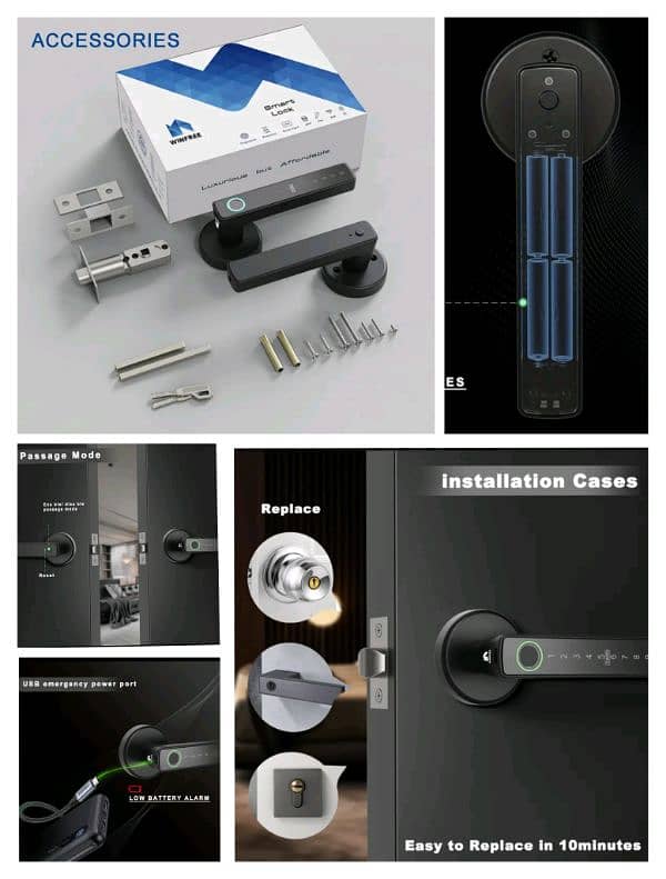 smart fingerprint handle electric door lock access control system 0