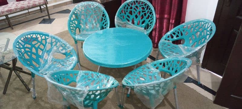 plastic chair set six seater with table 3