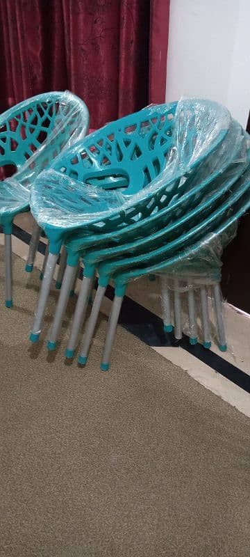 plastic chair set six seater with table 4