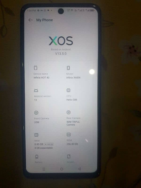 Infinix hot 40 mobile 256/26 Brand New Condition in 5 months warranty 10