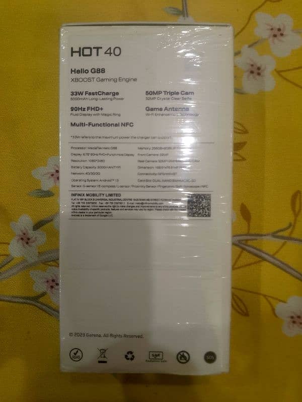 Infinix hot 40 mobile 256/26 Brand New Condition in 5 months warranty 15