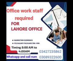 office work male and female staff required