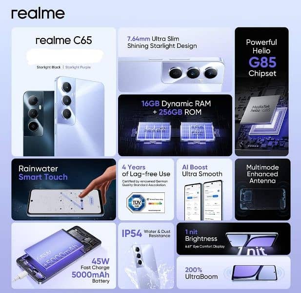 GRAND DEAL REALME C65 8GB/256GB BOX PACK 1 YR WARRANTY PTA APPROVED 1