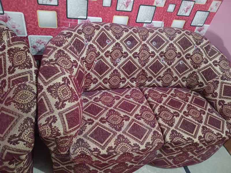 7 seater red velvet sofa set 4