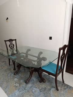 Wood Dining table + 6 chairs (6 seater dining table)