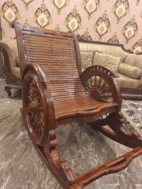 Chinioti Sheesham Wood Relaxing Rocking Chair For Sale 0