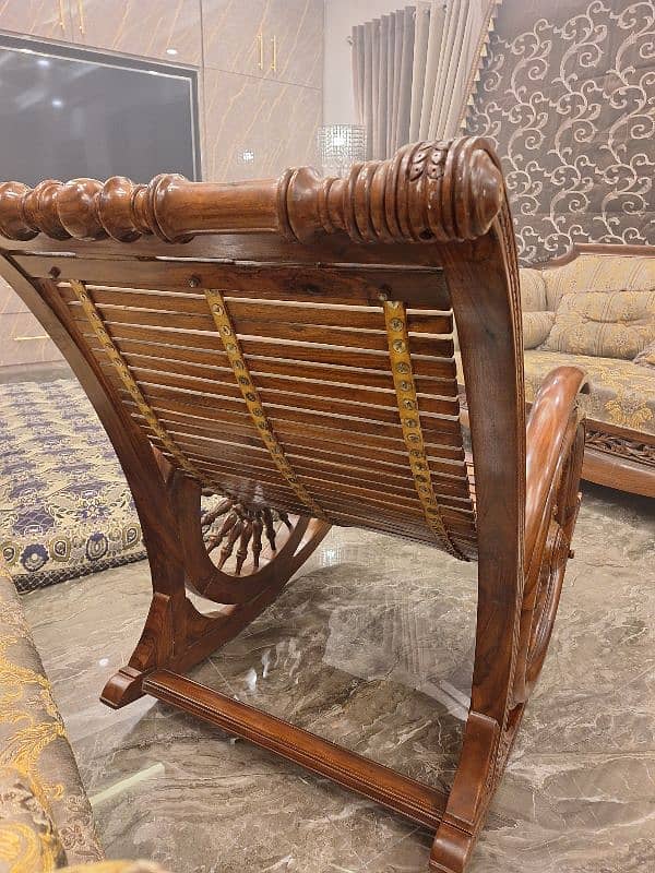 Chinioti Sheesham Wood Relaxing Rocking Chair For Sale 3