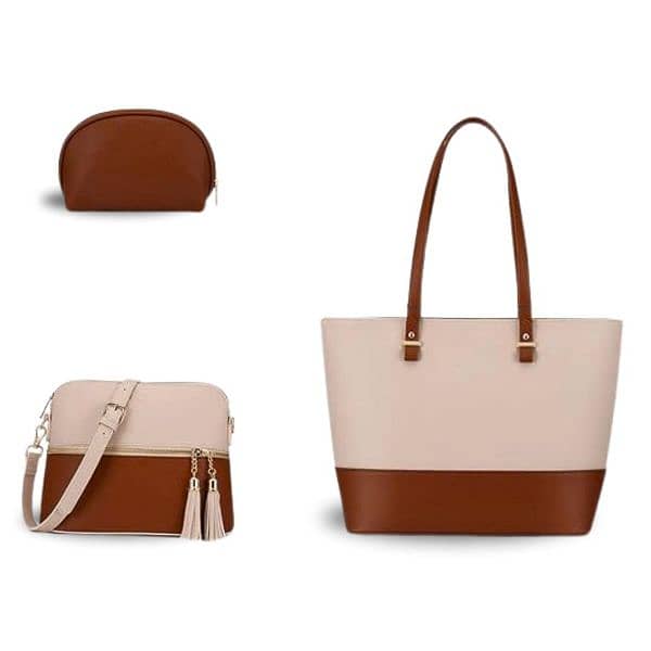 Chic Women's PU Leather Shoulder Bag 3 Pieces 3