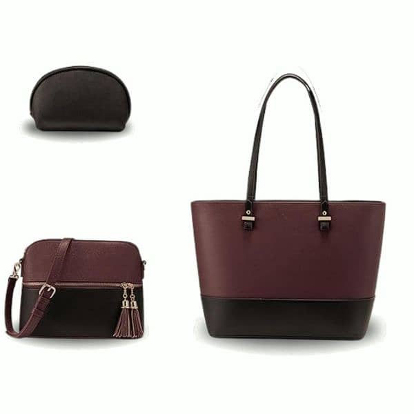 Chic Women's PU Leather Shoulder Bag 3 Pieces 9