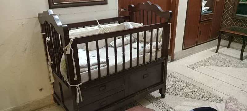 High-Quality Wooden Baby Cot with Mattress & Pillow 2