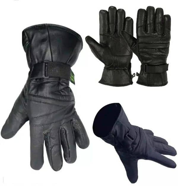 2 Pcs leather plain gloves 1