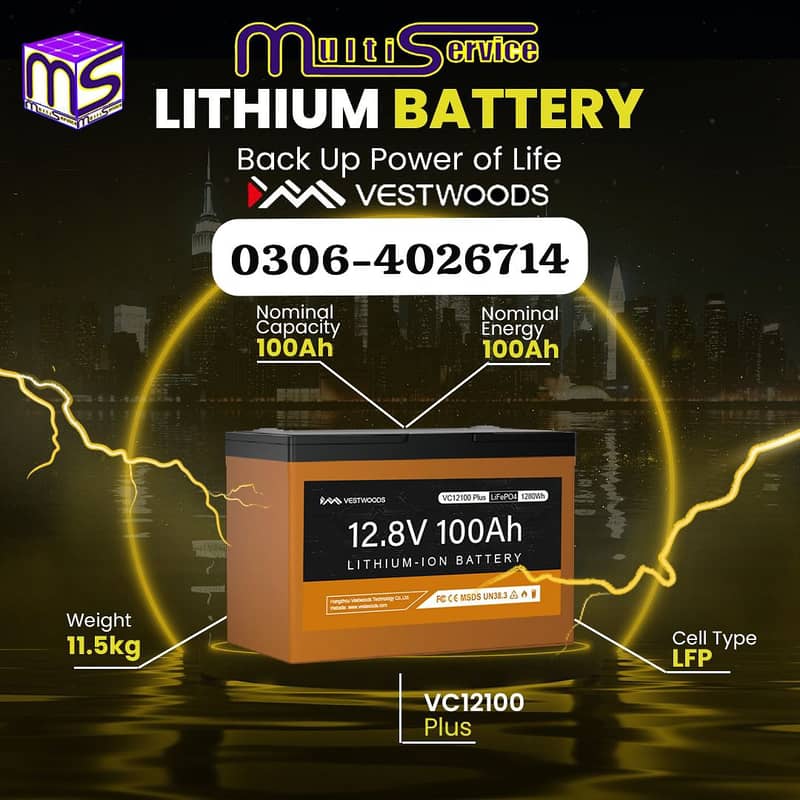 12V 100Ah Vestwood Lithium battery, Brand new Batteries with warrenty 0