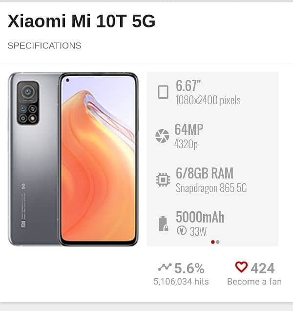 XIAOMI Mi10t 8/128 Snapdragon 865 5G 144hz 8k video record 1