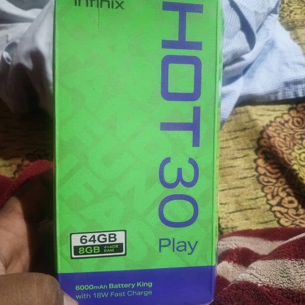 Infinix Hot 30 play with box charger Sath 4+4/64 5