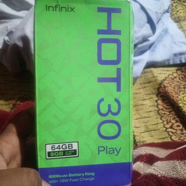 Infinix Hot 30 play with box charger Sath 4+4/64 8