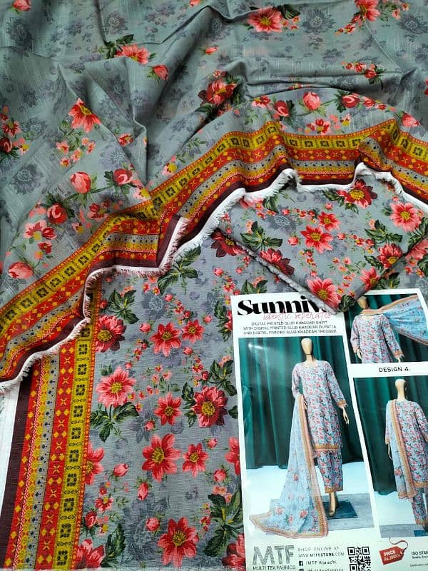 Digital printed slub khaddar collection 2024 "SUNNIVA"BRAND 100%ORG 0