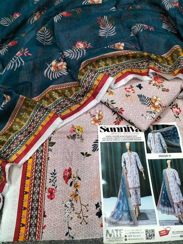 Digital printed slub khaddar collection 2024 "SUNNIVA"BRAND 100%ORG 1