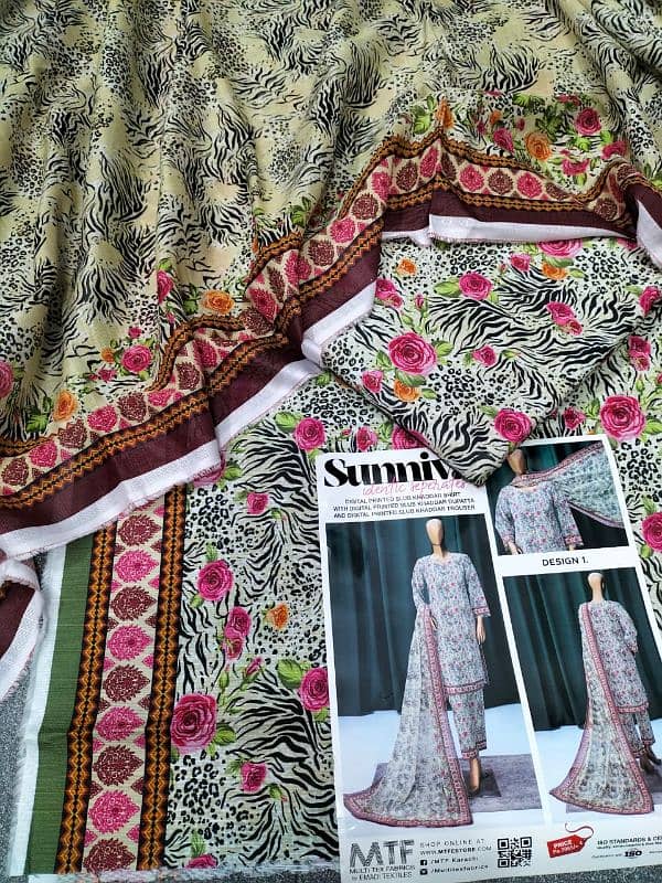 Digital printed slub khaddar collection 2024 "SUNNIVA"BRAND 100%ORG 4