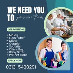 Required Maid , Couples, House Maids Cook/Chef For A Job