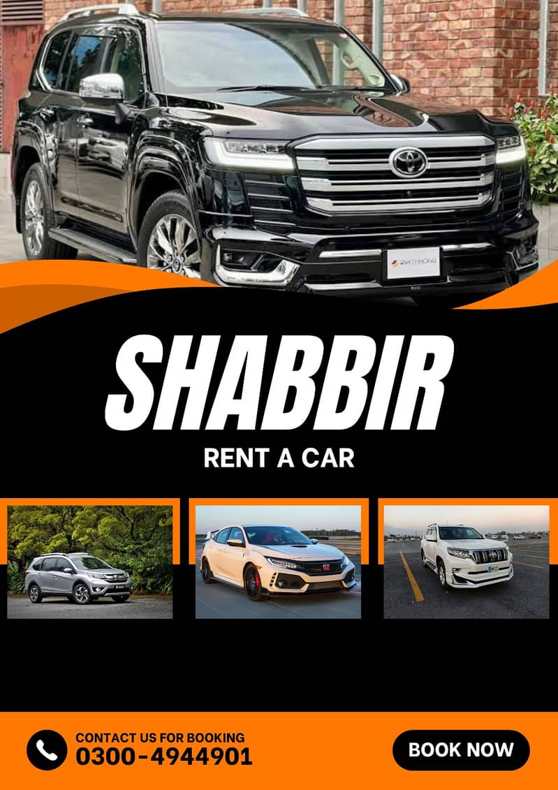 Rent a car in Lahore | Shabbir rent a cars with or without driver 0