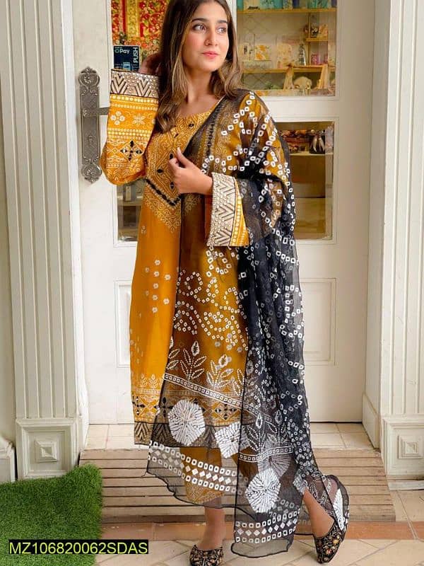 3 pcs women's stitched katan silk mirror work suit 2