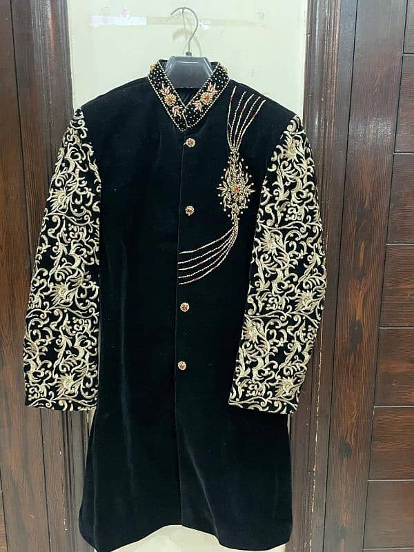 Beautiful black velvet sherwani 0