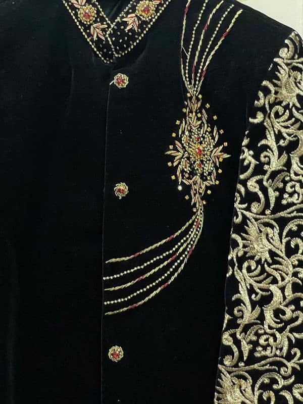 Beautiful black velvet sherwani 1