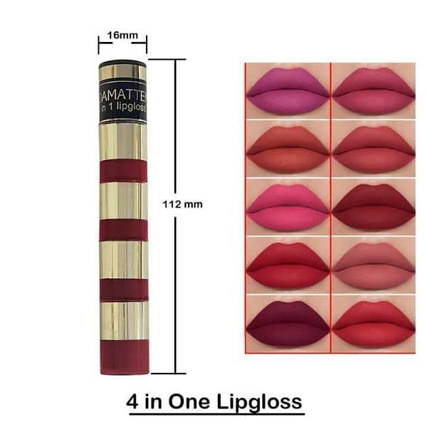 High Pigmented Velvet Glossy Lip Gloss Set-4Pcs in Stunning Reds pinks 3