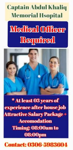 Doctor MBBS male and female 3 years experiance  can apply