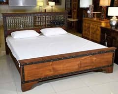 Bed from Pak Turk solid wood with metal work 10 years warranty