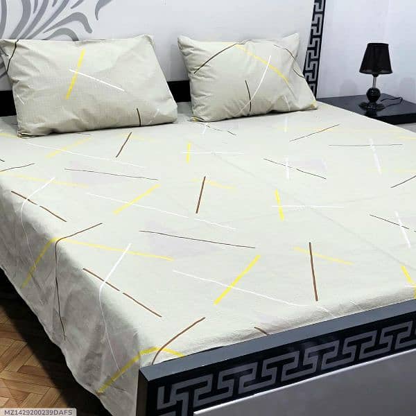 3 Pcs Cotton Salonica Printed Double Bedsheets 1