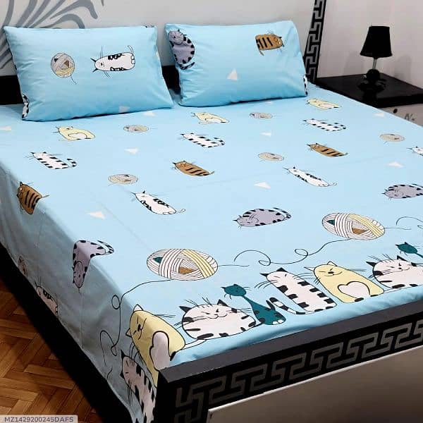 3 Pcs Cotton Salonica Printed Double Bedsheets 5