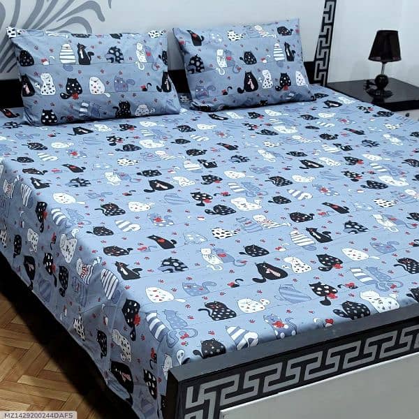 3 Pcs Cotton Salonica Printed Double Bedsheets 6