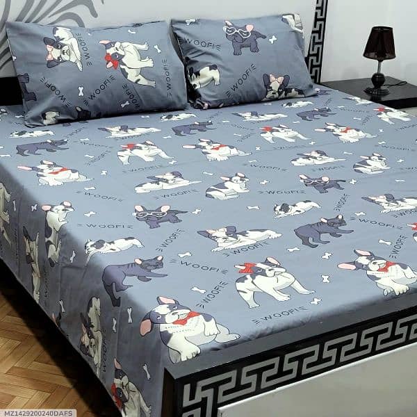 3 Pcs Cotton Salonica Printed Double Bedsheets 7