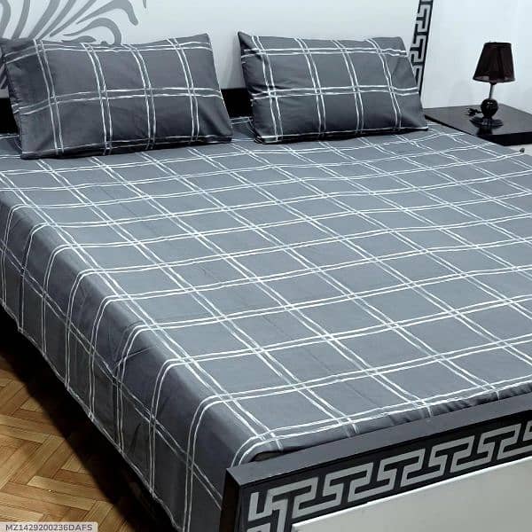 3 Pcs Cotton Salonica Printed Double Bedsheets 8