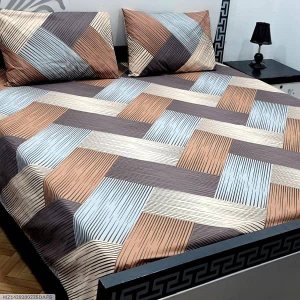 3 Pcs Cotton Salonica Printed Double Bedsheets 9