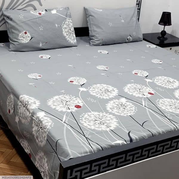 3 Pcs Cotton Salonica Printed Double Bedsheets 12