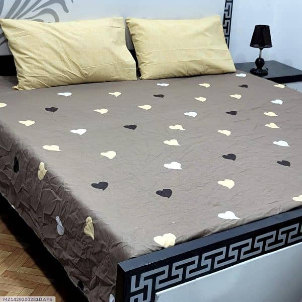 3 Pcs Cotton Salonica Printed Double Bedsheets 15