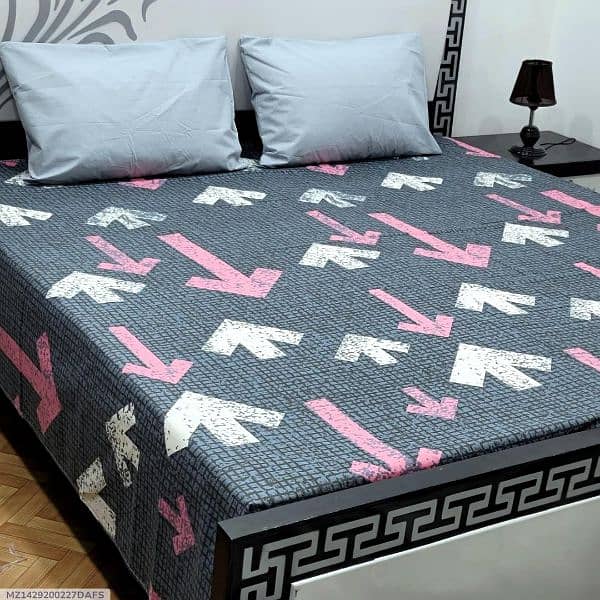 3 Pcs Cotton Salonica Printed Double Bedsheets 18