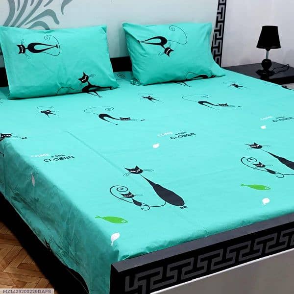 3 Pcs Cotton Salonica Printed Double Bedsheets 19