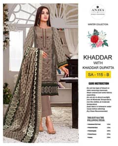 3 pcs woman unstitched lawn embroidered suit