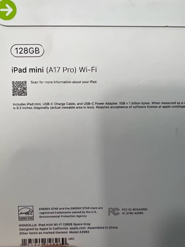 Apple iPad Mini 7 / 7th Generation / A17 Pro Chip / 128GB 1