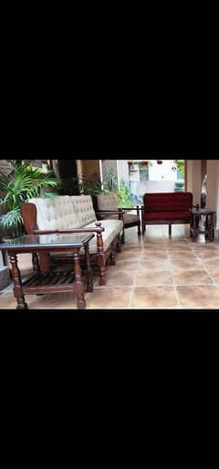 Sofa Set//Pure Shisham Wood Sofa//7 Seater Sofa and 2 Side Tables