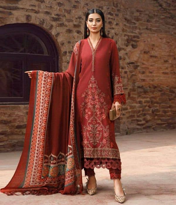 3pcs unstitched dhanak suit 0