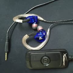 AKS in ears with hyperx 7.1 usb sound card