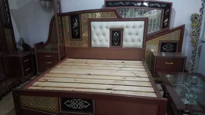 wooden queen size bed with dressing table available 1